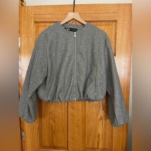 Zara Elasticated Trim Soft Bomber Jacket